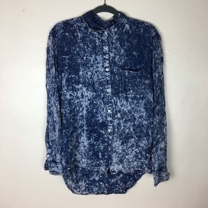 Bycorpus dark blue and white speckled long-sleeve